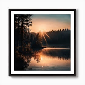 Sunrise Over Lake Art Print