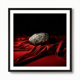 Rock On A Red Cloth Art Print