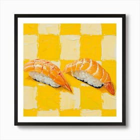 Nigiri Sushi Yellow Checkerboard 2 Art Print