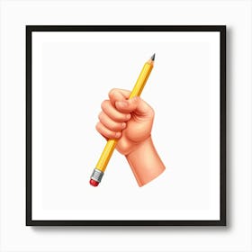Hand Holding A Pencil Art Print