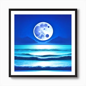 Full Moon Over The Ocean 32 Art Print
