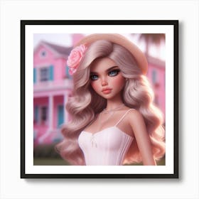 Doll In Pink House Art Print