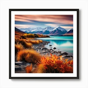 Landscape Vibrant Lake Tekapo Art Print