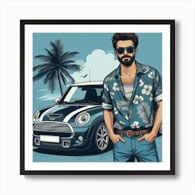 Hawaiian Man With Car Art Print