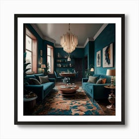 Blue Living Room 2 Art Print