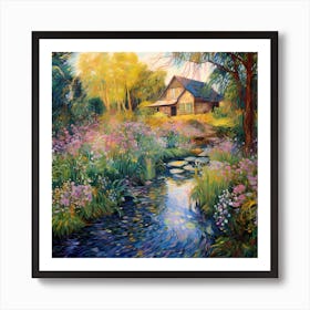 Serenity in Stitched Blooms Art Print