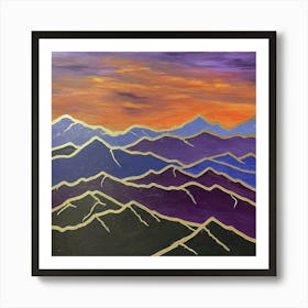 Sunset Mountains art print Art Print