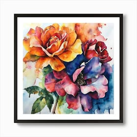 Watercolor Roses 3 Art Print