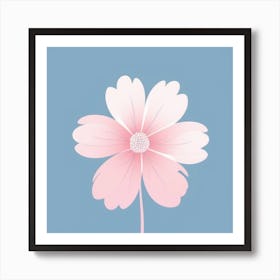 A White And Pink Flower In Minimalist Style Square Composition 568 Art Print