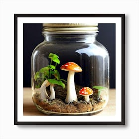 Cute terrarium with a little mushroom Art Print