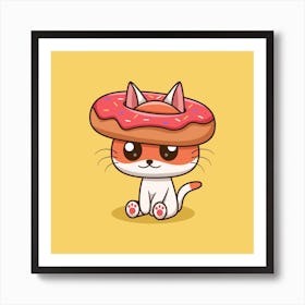 Cute Cat With A Donut Hat Art Print