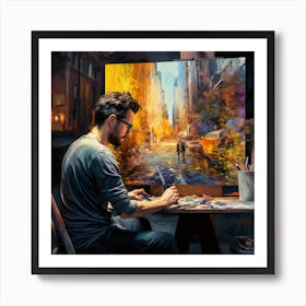 Painter at Work Oil Painting Art Print