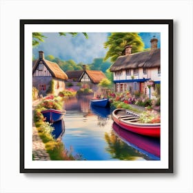 Village By The Canal Art Print