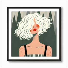 Beautiful Girl With Short White Hair Art Print