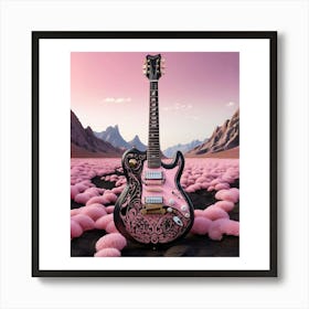 Rhapsody in Pink and Black Guitar Wall Art Collection 11 Art Print