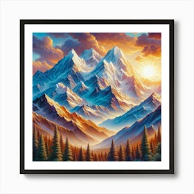 Sunrise Over The Mountains 3 Art Print