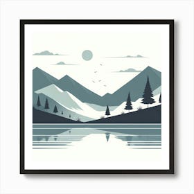 Landscape With Trees And Lake Art Print