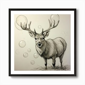 Stag With Bubbles Art Print