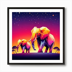 The Willow and Oak Wanderers Elephants Art Print