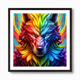 Rainbow Wolf 2 Art Print