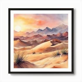 761475 Watercolor Painting Of A Desert Landscape, With Sa Xl 1024 V1 0 Art Print