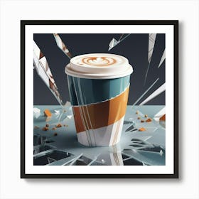 Coffee Cup With Broken Glass 2 Art Print