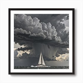 Sailboat Under Stormy Sky Art Print