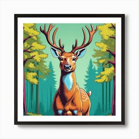 Deer In The Forest 7 Art Print