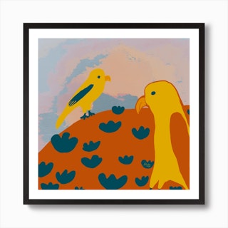 Birds On A Hill 1 Art Print