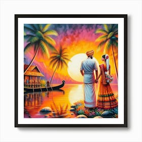 Indian Couple At The Beach Art Print