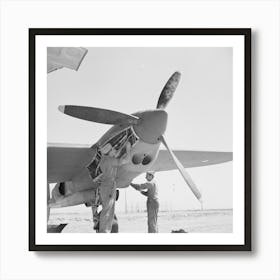 Working In The Motor Of An Interceptor Plane, Lake Muroc, California By Russell Lee Art Print