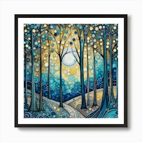 Moonlight In The Woods 2 Art Print