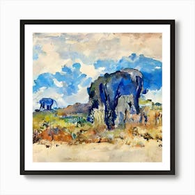 Elephants In The Grass Art Print