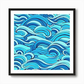 Pattern Ocean Waves Blue Nature Sea Abstract Art Print