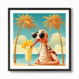 Lizard On The Beach 1 Art Print