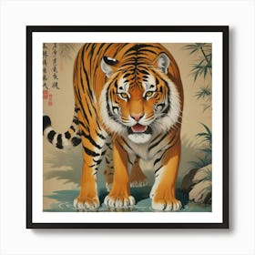 Talismanic Tiger, Vintage Japanese Hallway Art Print 1 Art Print