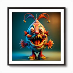 Circus Freak Show Fish (Series) Clown Art Print