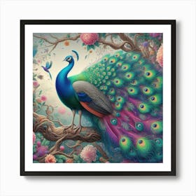 Peacock bird wall art Art Print