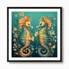 Seahorses Cartoon 1 Poster