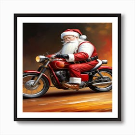 Santa On Bike 3 Art Print