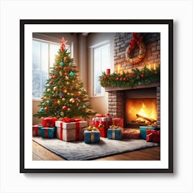 Christmas Tree In The Living Room 106 Art Print