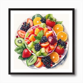 Fruit Salad Watercolor Illustration Art Print