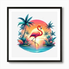 Flamingo At Sunset 2 Art Print