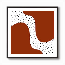 Brown Wavy Abstract with Polka Dots Art Print