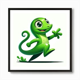 Cartoon Lizard AI Art Print