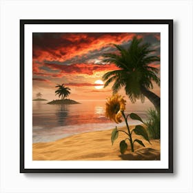 Sunset On The Beach 1 Art Print