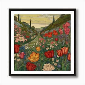 Tulips In The Garden 31 Art Print