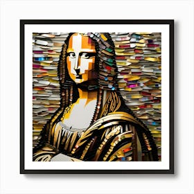 Mona Lisa Recycled Art Leonardo Da Vinci Louvre France Face Portrait Art Print