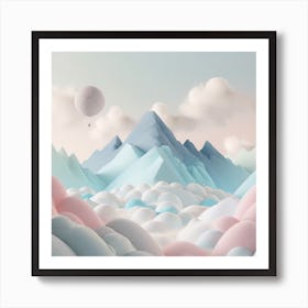 Firefly An Illustration Of A Beautiful Majestic Cinematic Tranquil Mountain Landscape In Neutral Col (62) Art Print