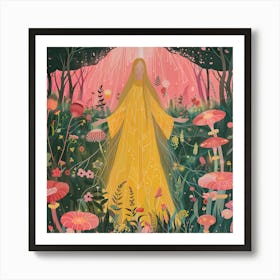 Yellow Woman In A Forest Art Print